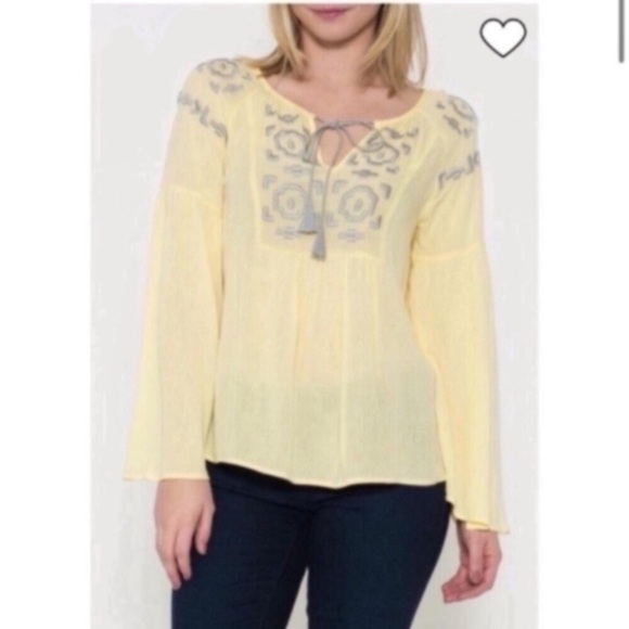 Altar'd State Tops - Altar'd State Yellow Embroidered Blouse